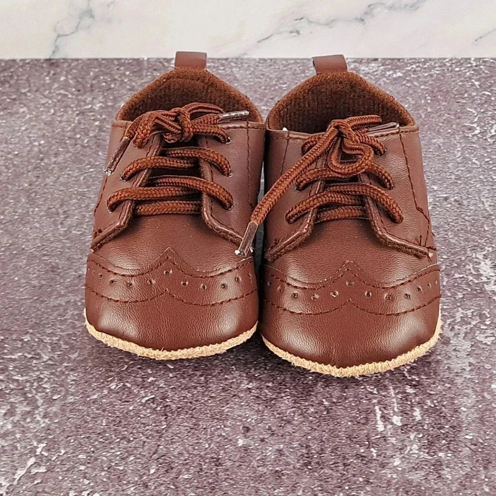 Little Treasure Infant Shoes - Boy's Dress Up Wingtip Brown - Sz 0-6 Months - Picture 2 of 8